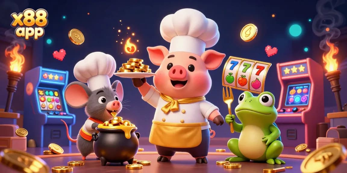 Win big with the x88 app and enjoy gold coin delights in this vibrant casino scene.