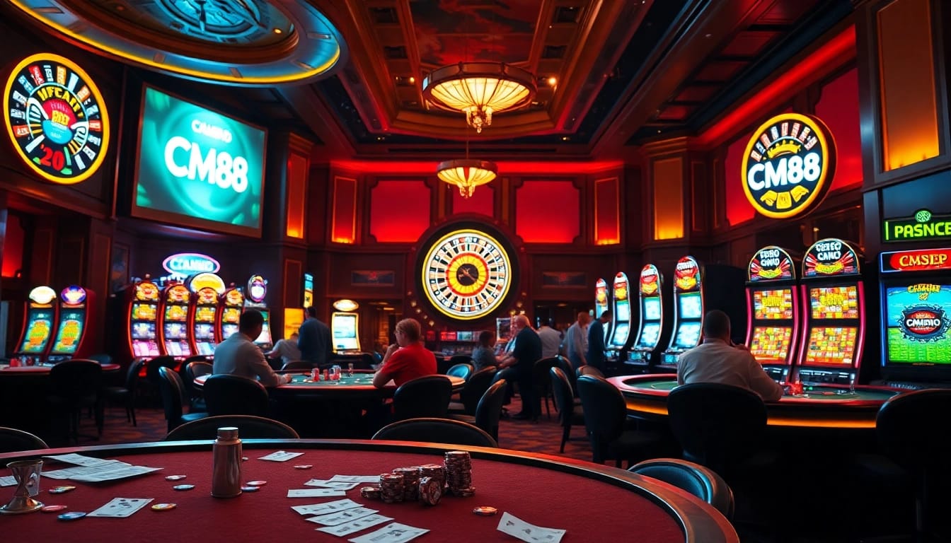 Players enjoying an exhilarating game at a casino table, CM88 prominently featured on promotional materials.
