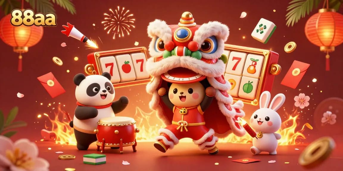 Experience exciting slot action with 88aa's vibrant illustration of a casino scene featuring dynamic gambling elements.