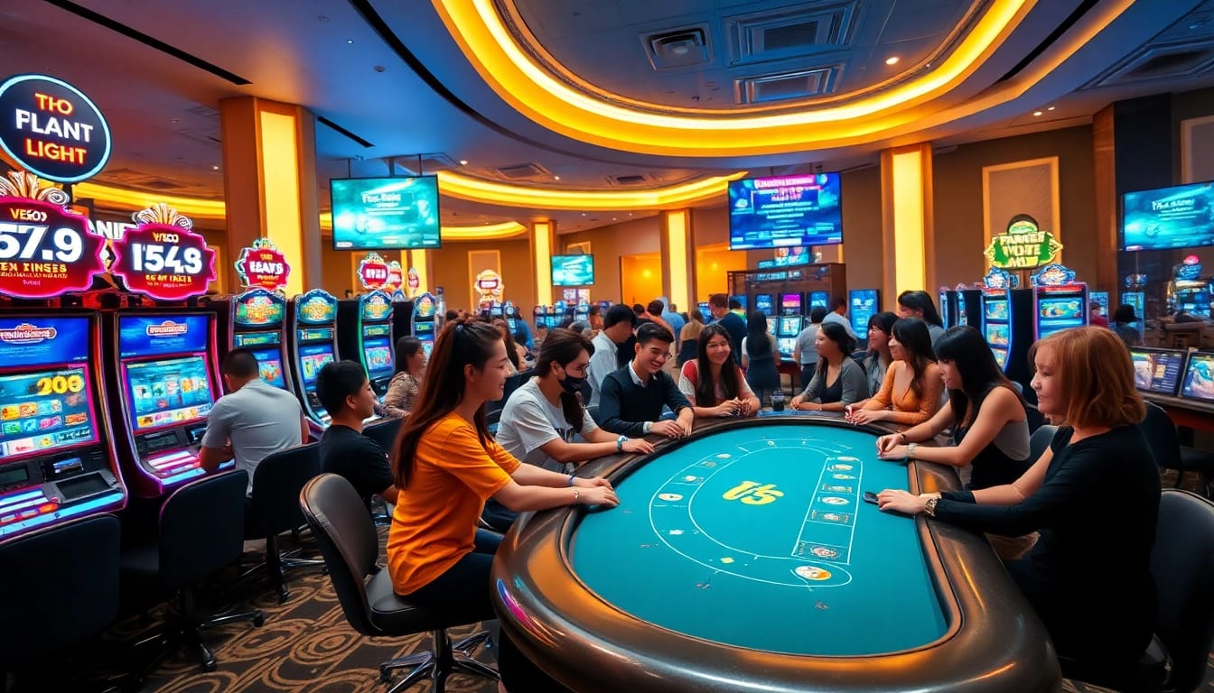 Exciting online casino atmosphere with diverse players at tk88win.live, showcasing vibrant games and engaging interactions.