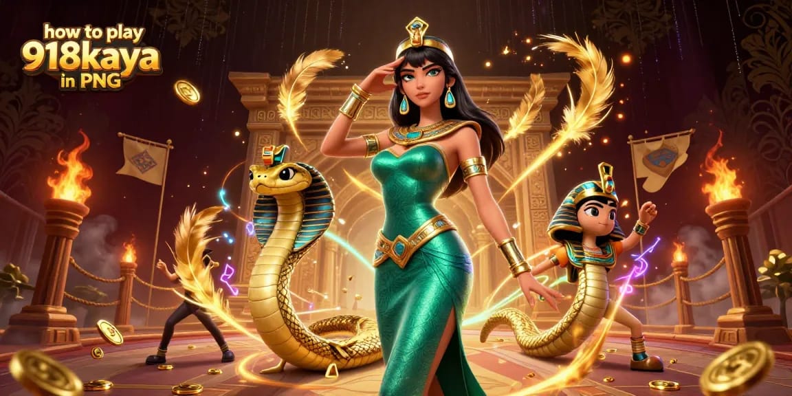 Learn how to play 918kaya in PNG with engaging characters and dynamic casino elements enhancing the scene.