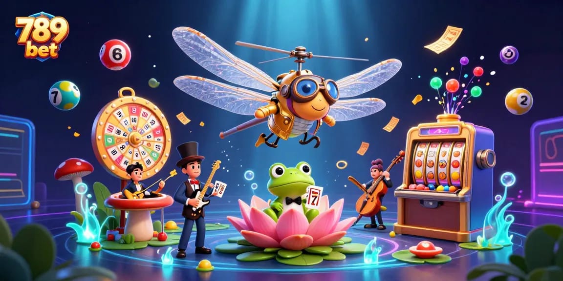 Engage in thrilling gaming with 789 bet at a vibrant lily pad casino, featuring dynamic elements.