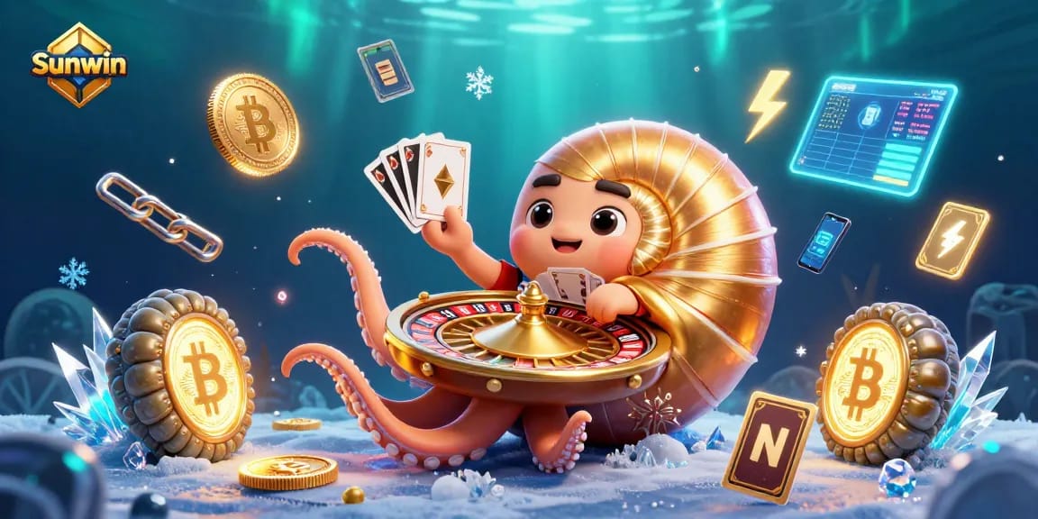 Experience thrilling gameplay at Sunwin with a vibrant 3D scene featuring unique casino elements and characters.