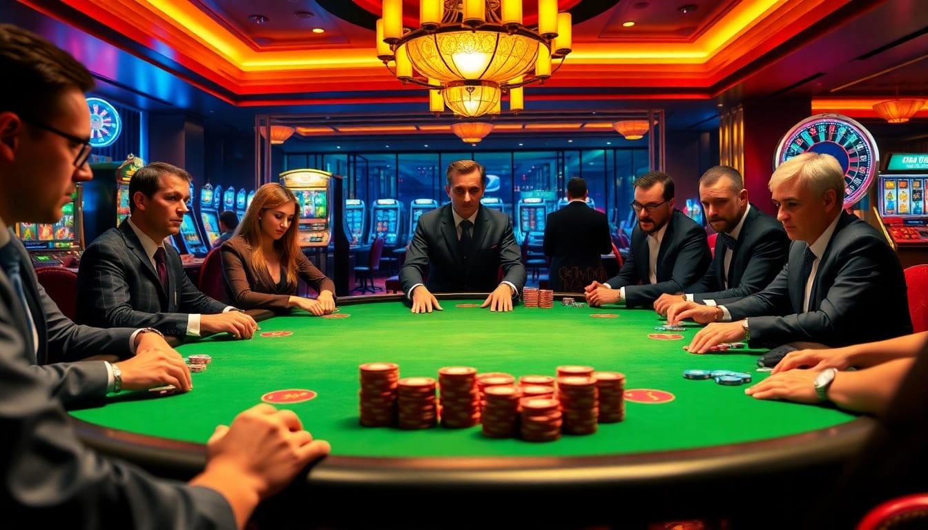 Exciting poker game scene at rikvip.gb.net showcasing intense gameplay and vibrant casino atmosphere.