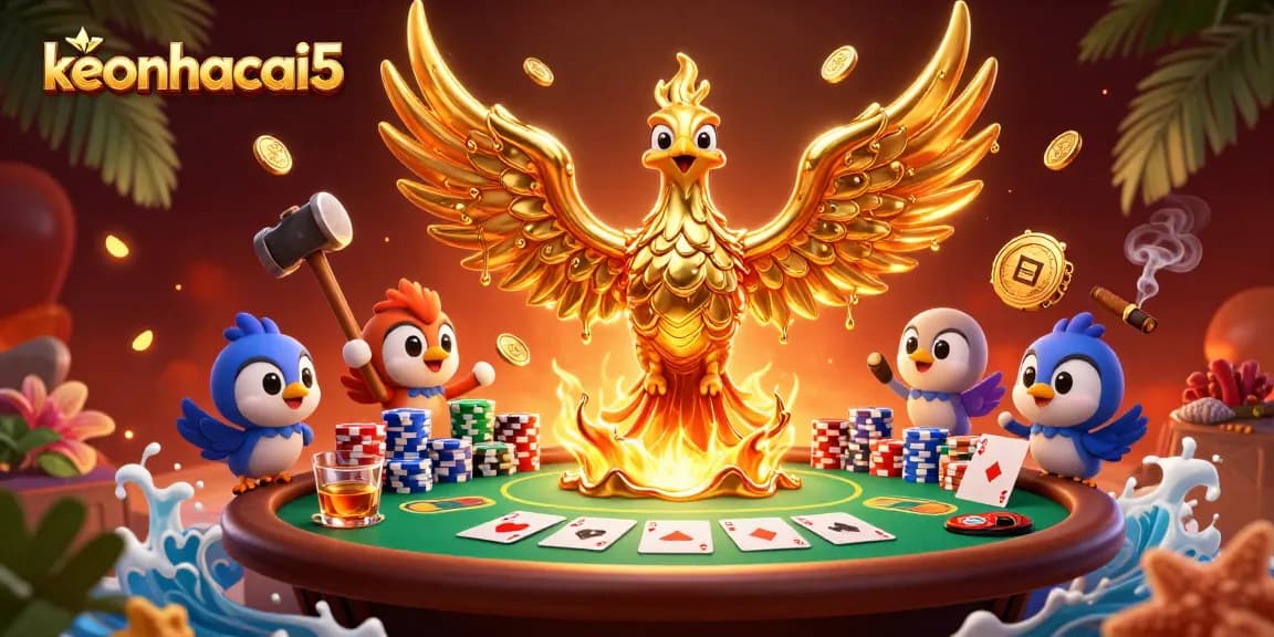 Experience winning strategies with keonhacai5 fortune unleashed through a golden phoenix illustration.