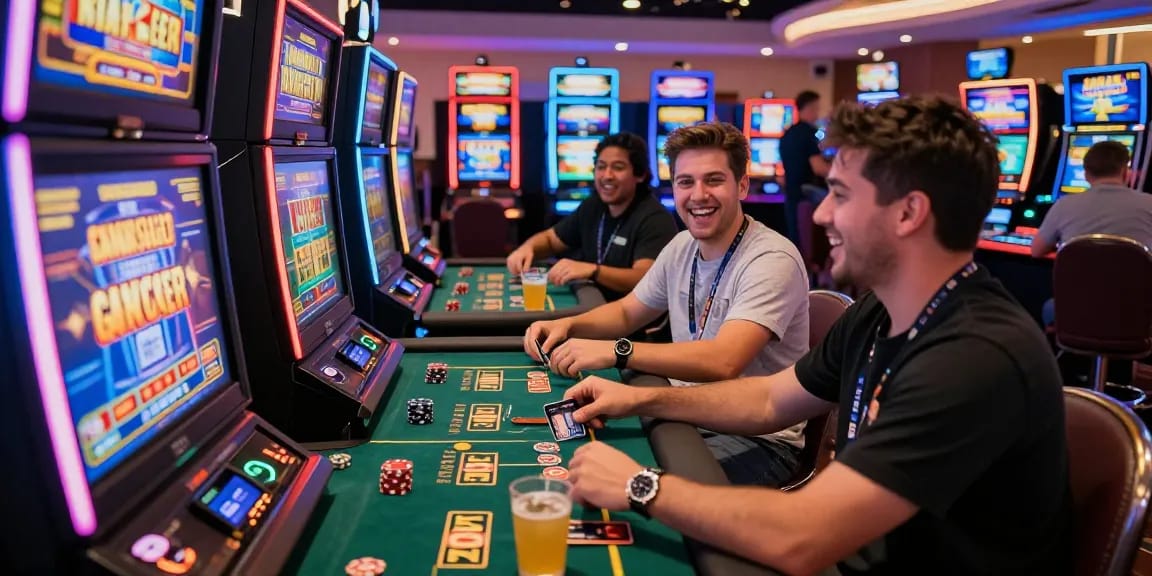 Exciting scene of players at a credit card casino engaging with games while using credit cards at https://transact.org.uk.