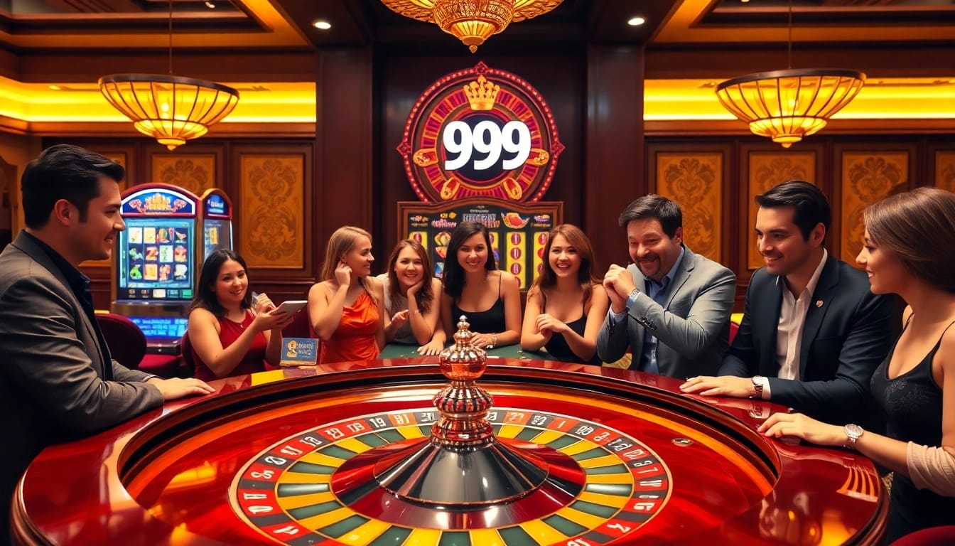 Players enjoying thrilling action at PS 99 casino games with roulette and vibrant slot machines.