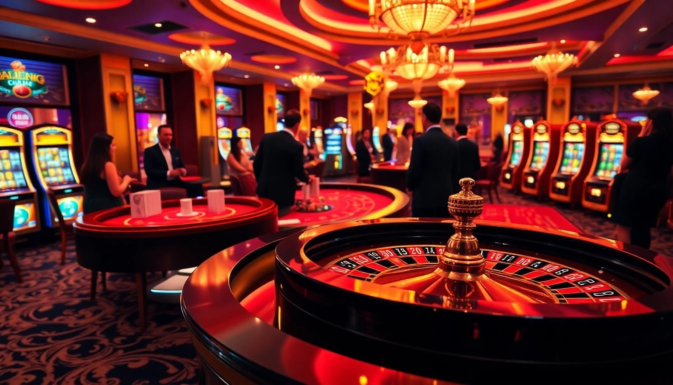 Experience thrilling gambling action at web s8 with vibrant casino tables and players placed strategically.