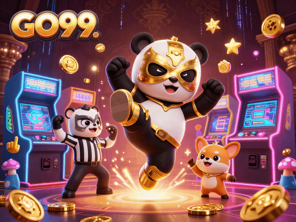 Experience exciting wins at GO99. with vibrant casino-themed 3D illustration.