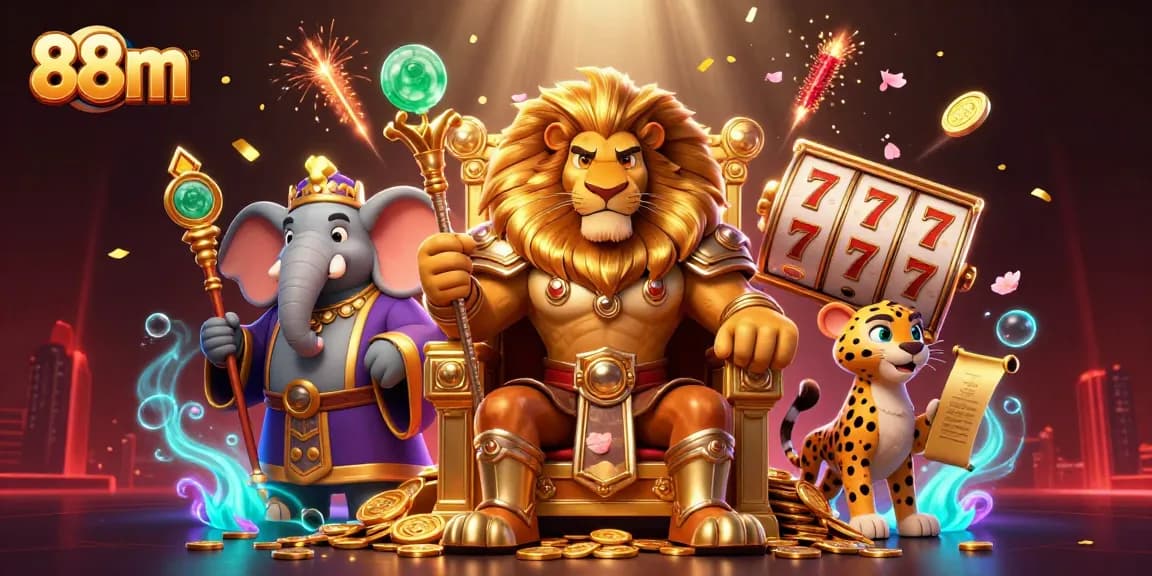 Experience thrilling gaming at 88 m with a lion king, elephant advisor, and cheetah messenger.