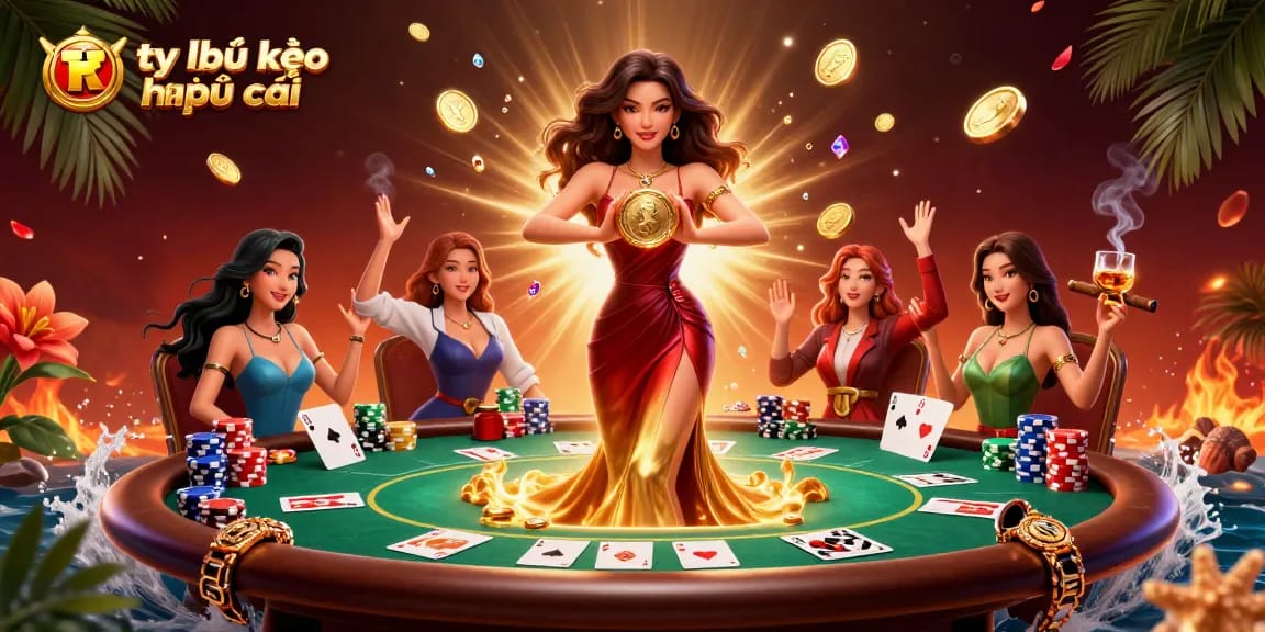 Experience the thrill of tỷ lệ kèo nhà cái with a stunning Asian woman holding a golden coin in a rich 3D casino scene.