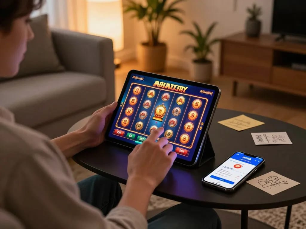 Open88 players enjoy exciting tablet gameplay with vibrant casino games, showcasing a dynamic online experience.
