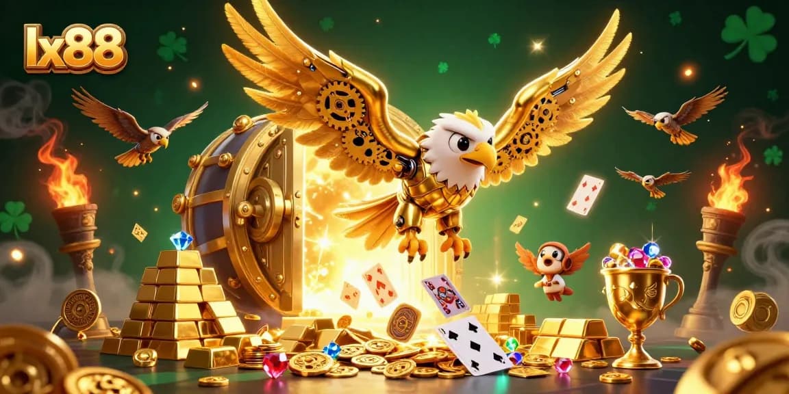 Experience thrilling gameplay at lx88 with vibrant 3D characters diving through a cascade of cards.