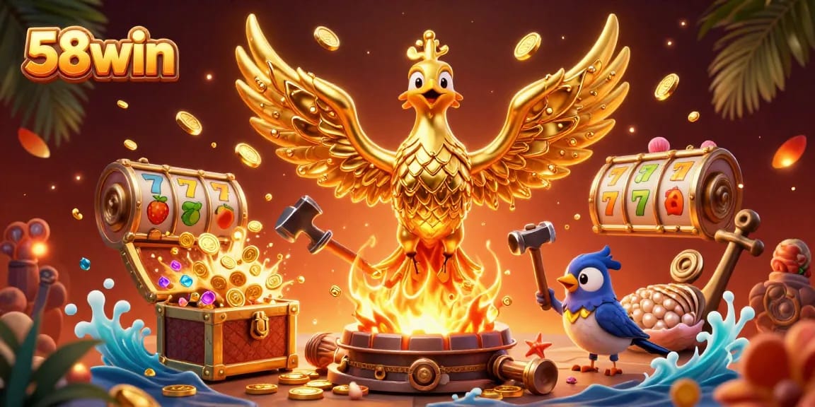Experience the excitement of 58win with dynamic slot gameplay featuring gold coins and vibrant characters.