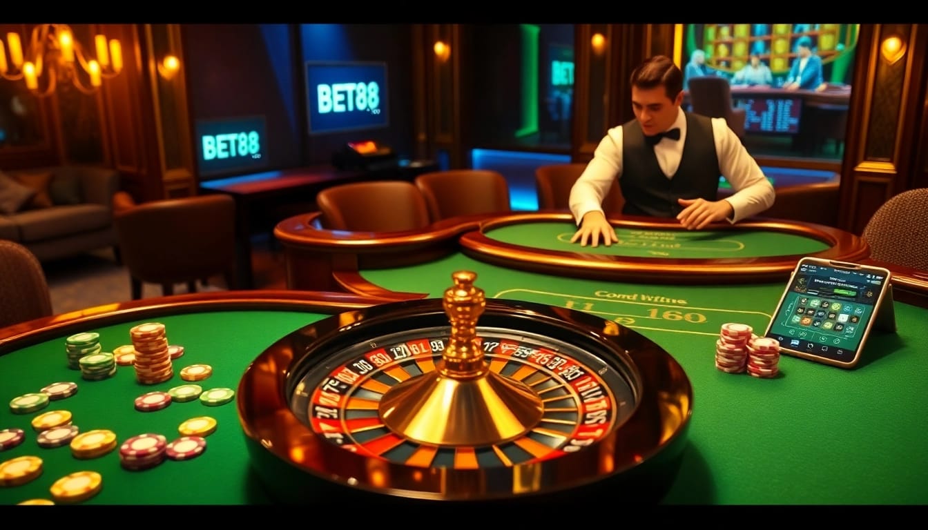 Experience thrill at BET88 with dynamic roulette gameplay and sophisticated casino ambiance.