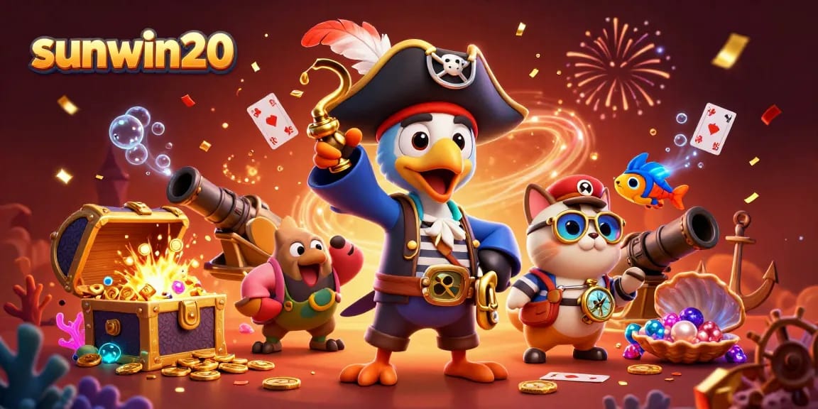 sunwin20 pirate captain parrot commands a vibrant underwater treasure scene in a casino