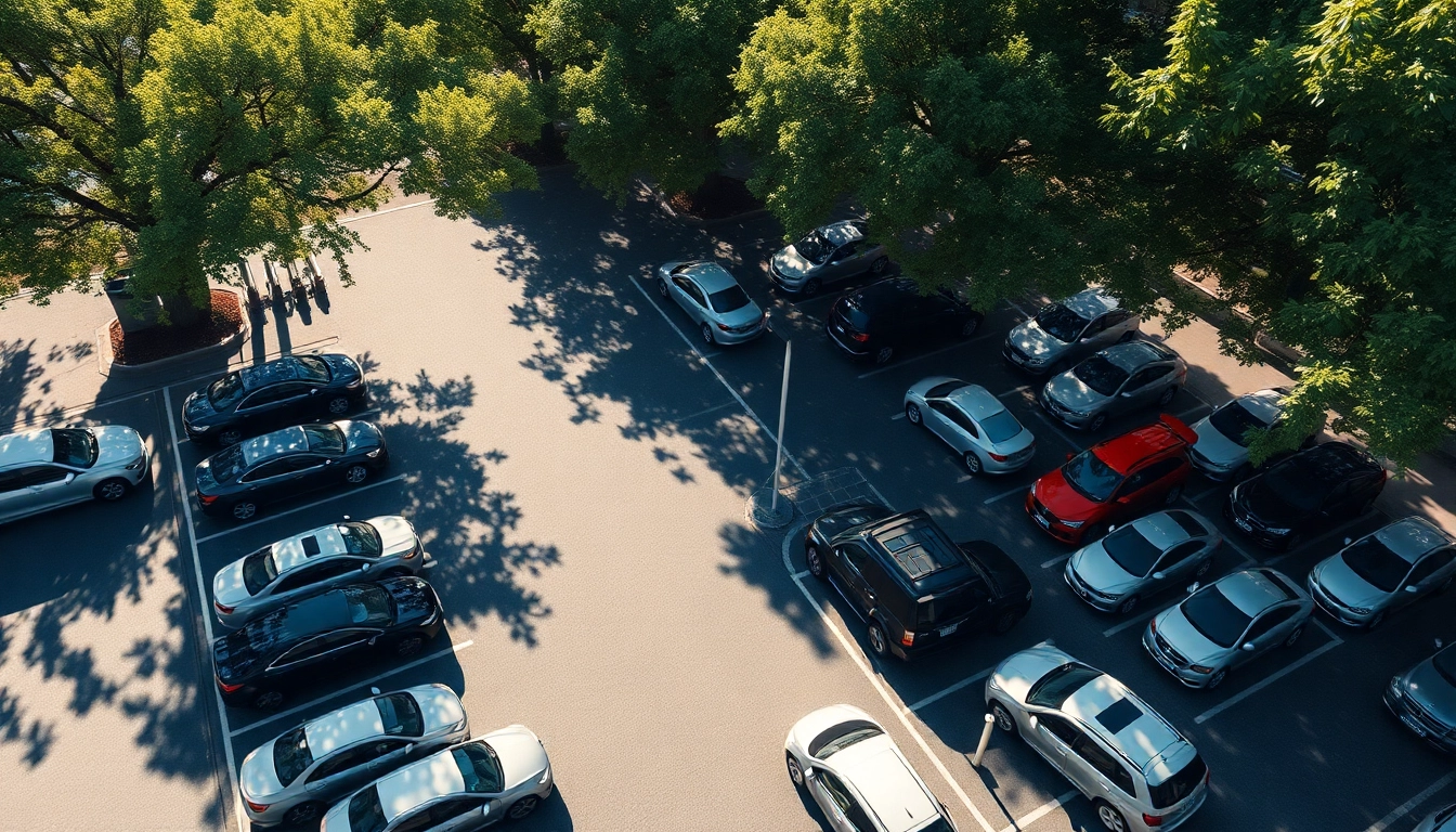 Enhance your parking experience with vrr parking app interface in a vibrant, organized lot.