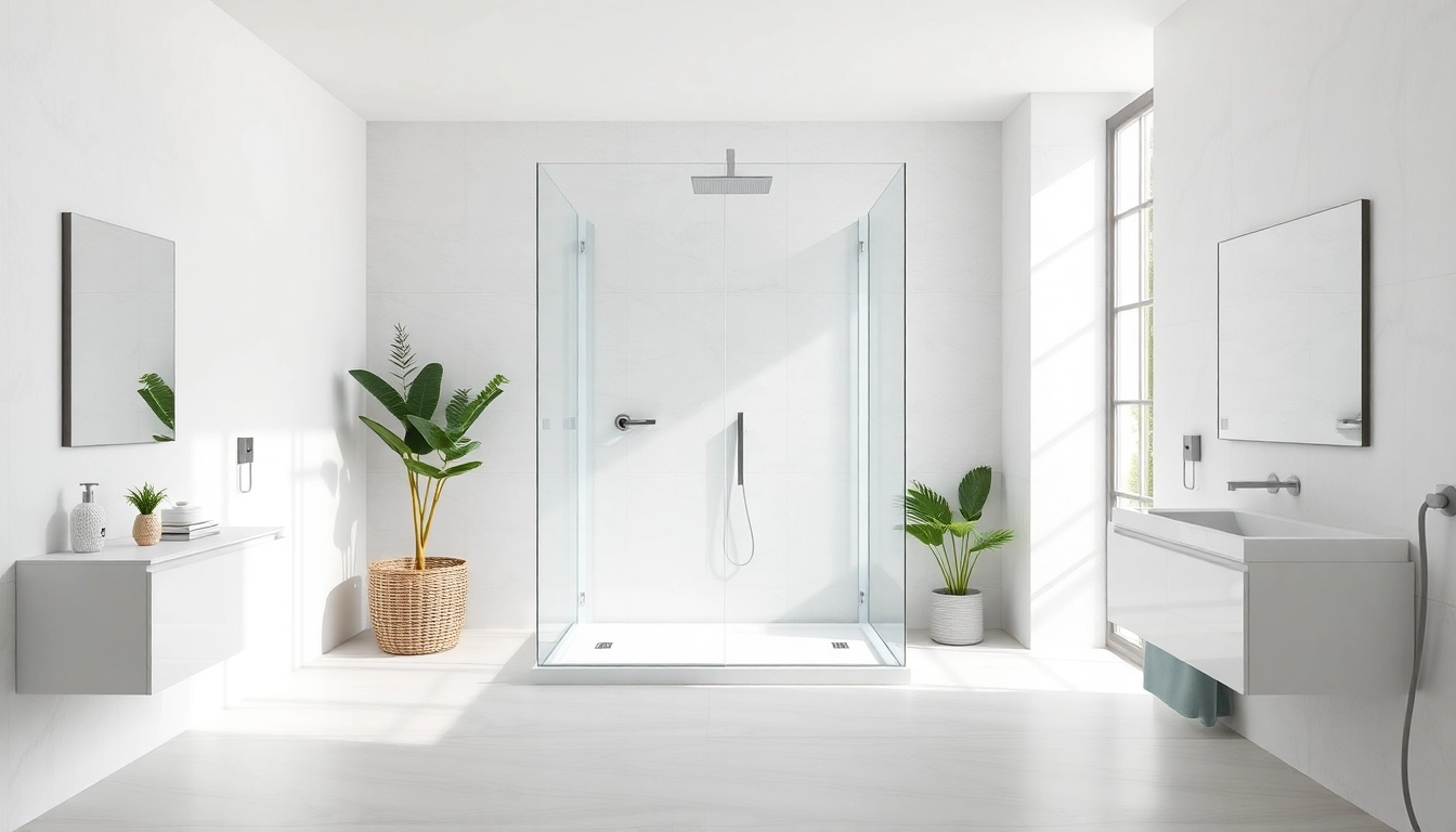 Showcase of elegant shower screens for walk in showers in a modern bathroom setting.