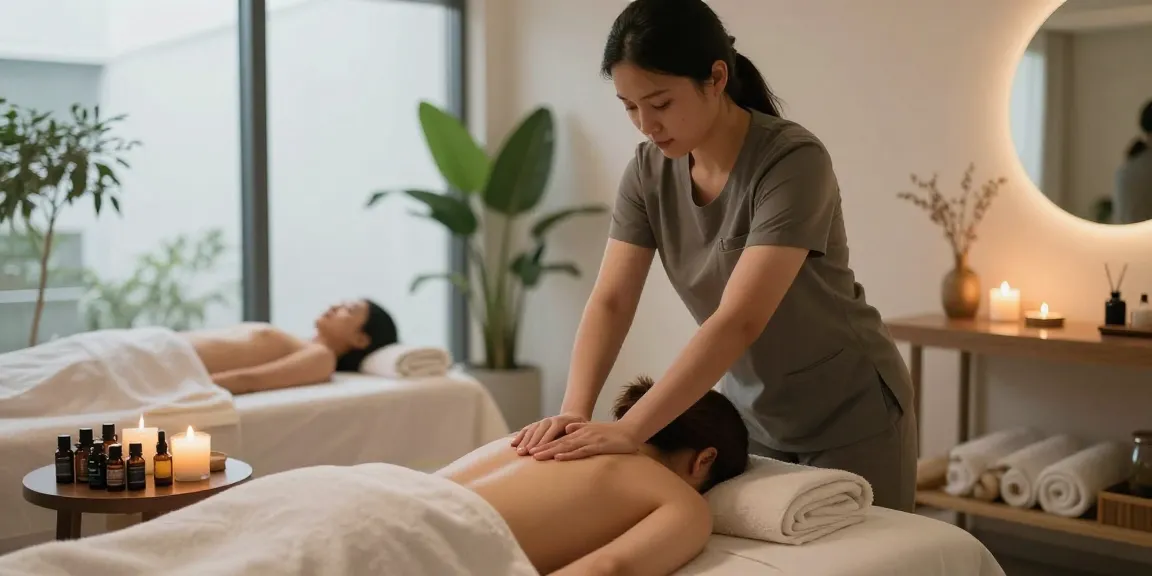Relaxing 화정출장안마 session in a tranquil massage studio with soothing ambiance