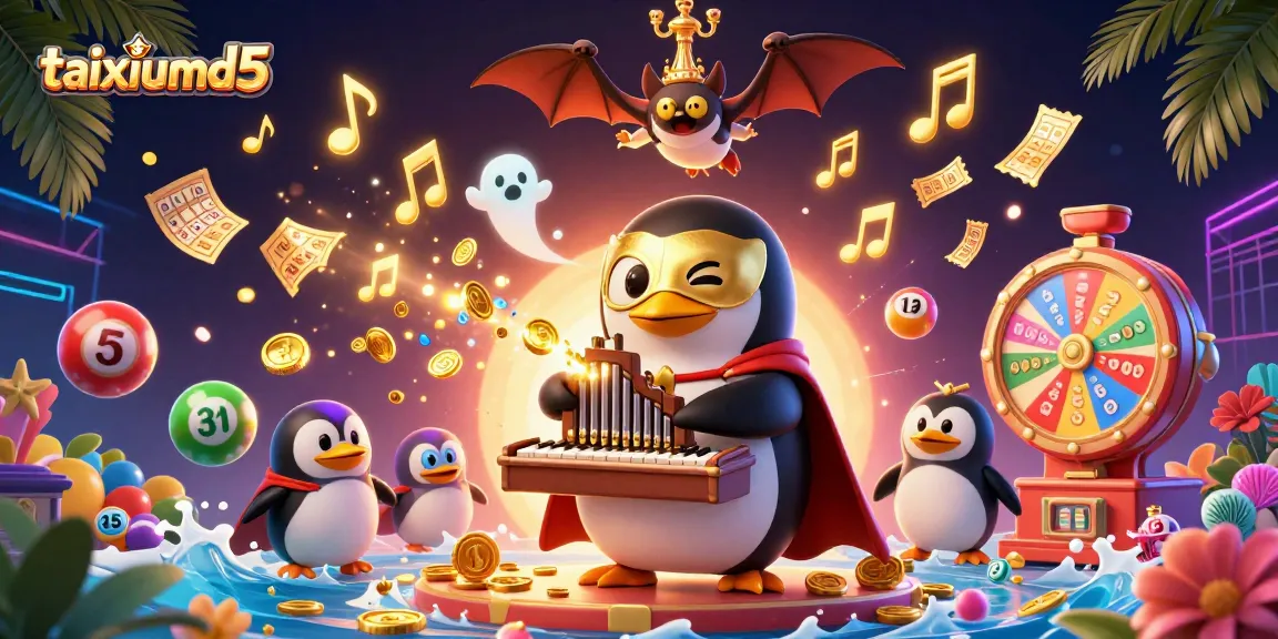 Experience the magic of taixiumd5 as the character plays a pipe organ shooting coins amid dynamic gambling action.