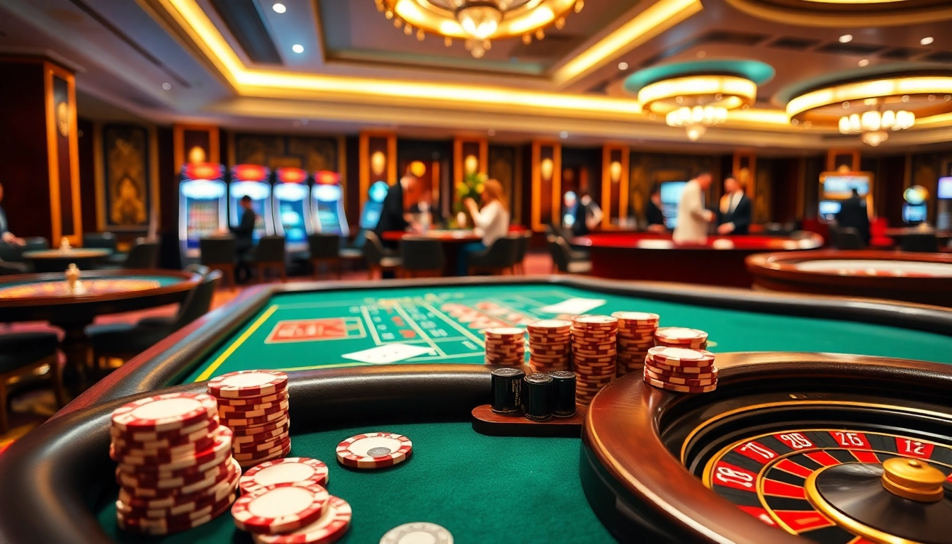 Experience thrilling gambling action at thabet77.sa.com with luxurious casino tables and vibrant atmosphere.