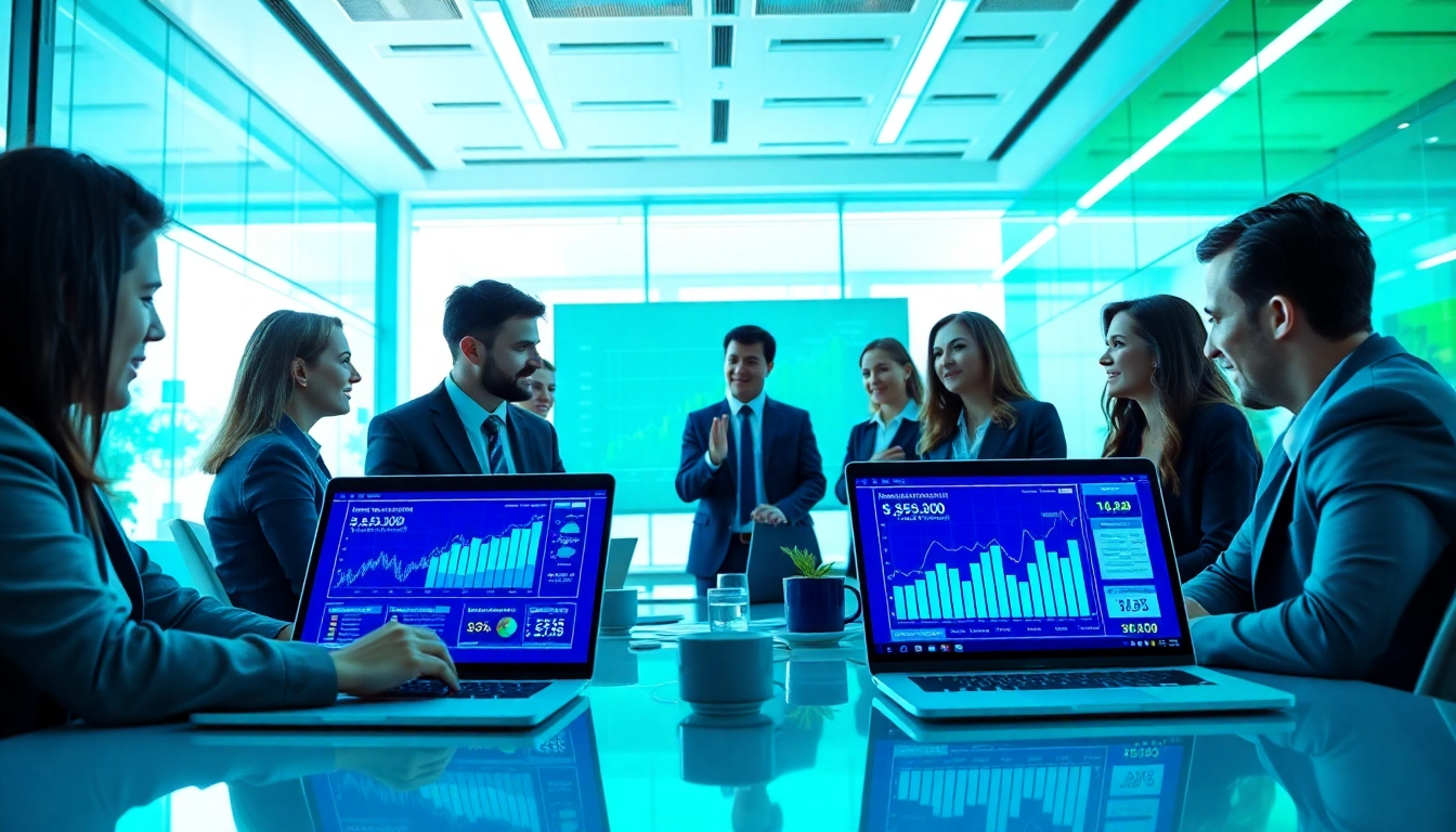 Dynamic business meeting showcasing Logo Tiger Enterprise's digital transformation tools in a modern office.