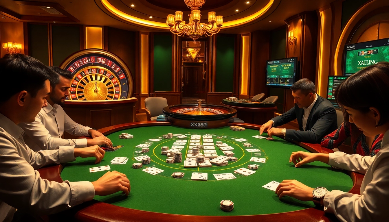 Experience an exciting poker game with XX88 at a luxurious casino interface.