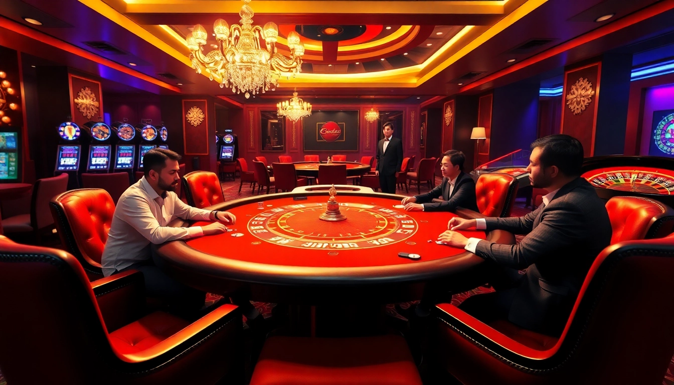 Engage with the thrilling nha cai w88 online poker scene featuring vibrant casino elements and elegant players.