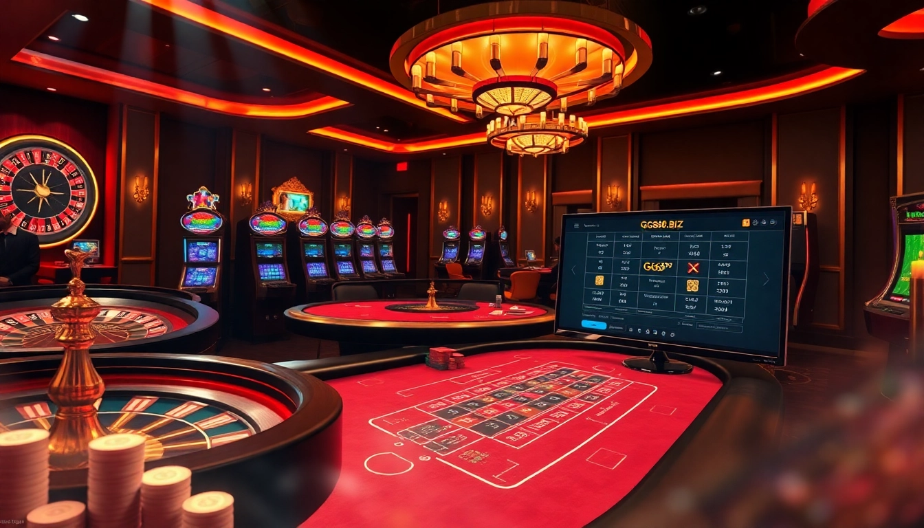 Engage with the luxury of gambling at https://gg88.biz/ featuring lively casino components like poker chips and slot machines.