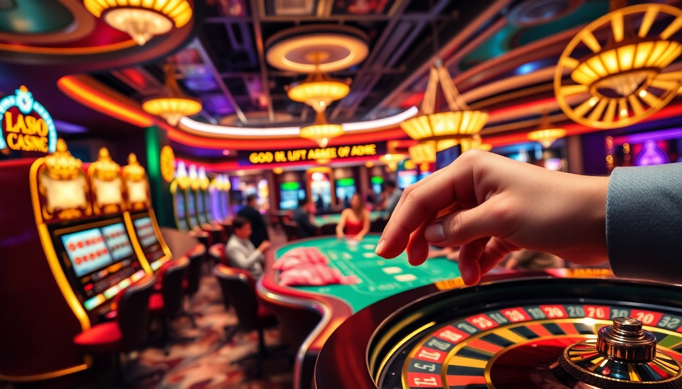 Engage in thrilling gaming at GG88 with vibrant casino elements and players amidst luxurious settings.
