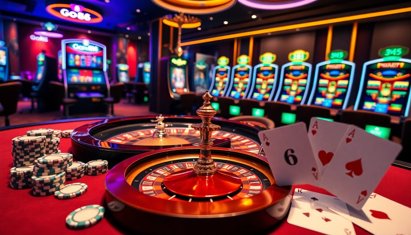 Experience the thrill of go88 club with vibrant casino gaming visuals featuring poker chips and roulette.