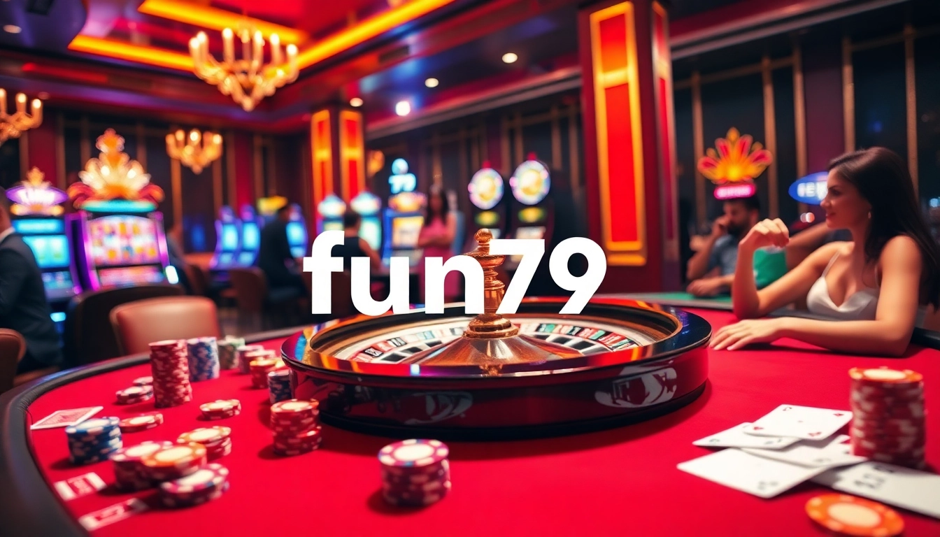 Players enjoying a thrilling gaming experience at fun79's luxurious casino tables.